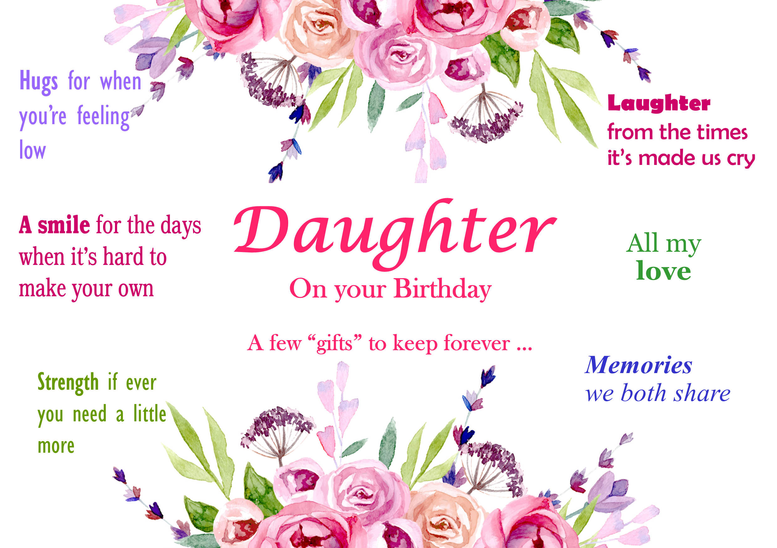 Daughter Birthday Card Pack of 10